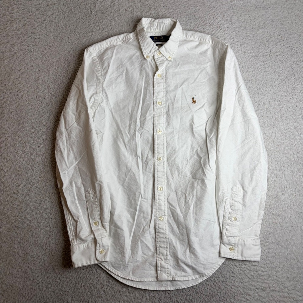 Polo Ralph Lauren Mens Slim Fit White Oxford Button Down Shirt Small Flesh Pony
